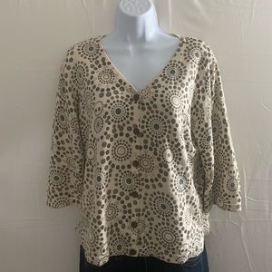 Christopher & Banks Button Front Patterned Cardigan w/ 3/4 Sleeves, Size M